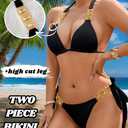 EHSUYAB Women Sexy Crystal Rhinestone Bikini Set, Halter Triangle 2 Piece Swimsuit, High Cut Scrunch Butt Cheeky Bathing Suit