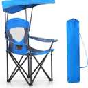 HIGH POINT SPORTS Camping Chairs with Shade, Heavy Duty Canopy Lounge Chair Sunshade Hiking Travel Chair with Cup Holder for Outdoor, Camping, Beach and Patio, Royal Blue