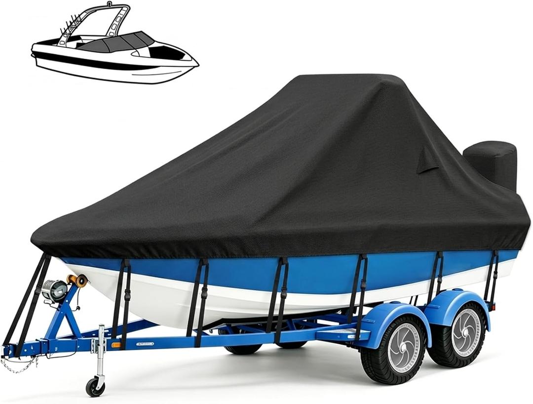 Wake Tower Boat Cover, Waterproof Boat Covers 25-27 ft, Black