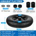 4.80/4.00-8" Flat Free Wheelbarrow Tires and Wheels, 14.5" Universal Fit Solid Tires with 5/8" or 3/4" Bearing, 3"-7" Hub, Adapter Kit Hand Truck Wheels Replacement for 3.50/2.50-8", 4.00-6"etc, 1 PCS
