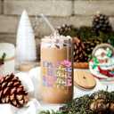Christmas Glass Cup for TS Fans, 16 oz Glass Cup with Lid Straw & Cleaning Brush, Holiday Coffee Drinking Glass Tumbler for Women Girls, Singer Merch Party Supplies White Elephant Gifts (Swift)