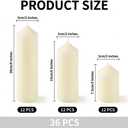 36 Pcs Individually Wrapped Pillar Candles Bulk, 2x3 2x6 2x8 Inch, Unscented Dripless Smokeless, Hurricane Candles for Wedding Party, Spa, Home Decor (36 Ivory Pointed-tip, 2 x 3/6/8 Inch)