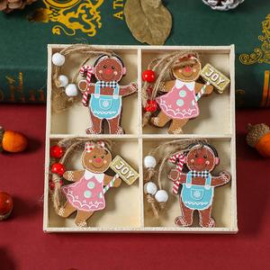 3 x Christmas Tree Ornaments Gingerbread Man Hanging Ornaments for Christmas Tree Wooden Christmas Hanging Ornaments Cute Cartoon Indoor Decor Supplies Cartoon Themed for Christmas Decorations Decor 12PCS