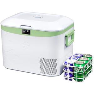 Megiu Car Refrigerator, Portable 12V Fridge 19 Qt (18 L) 12 Volt Freezer Compressor Cooler 12V/24V DC 110～240 V AC for Truck Van RV Camper SUV and Home Use -18℃~+15℃