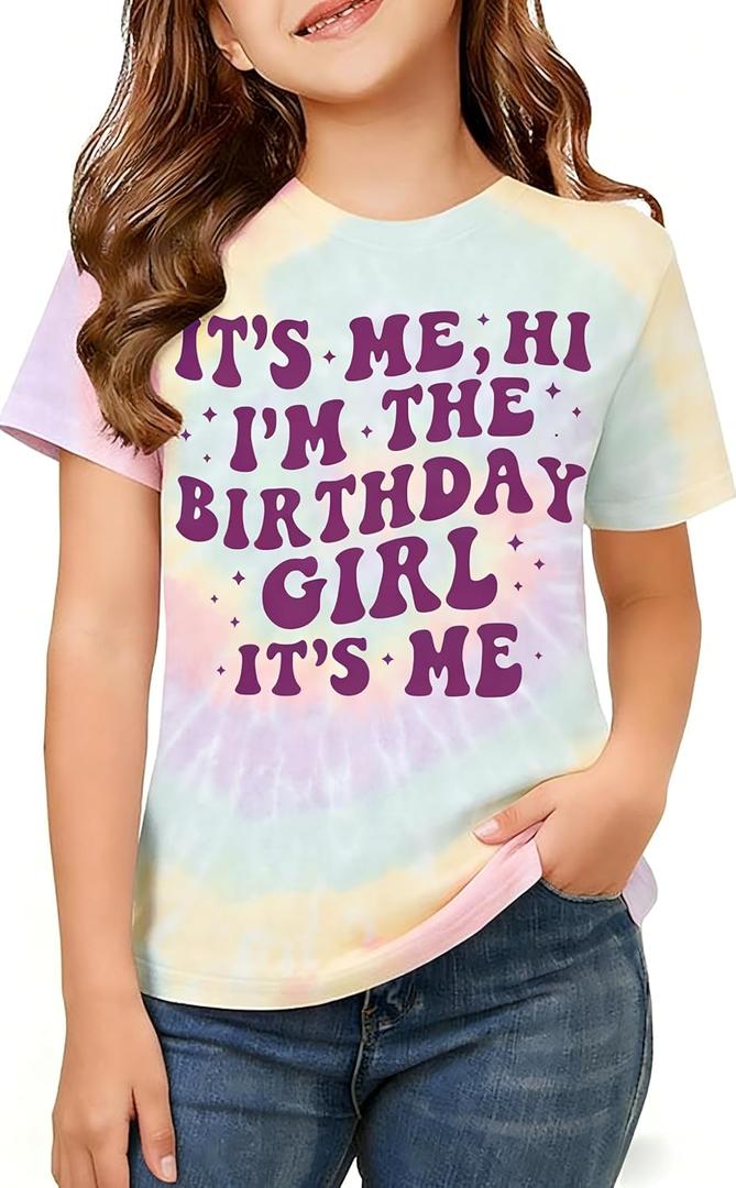 Birthday Girls Shirt It's Me Hi I'm The Birthday Girl It's Me Graphic Tee Kids Bday Party Outfit 5-12 Years (3-4T) 160