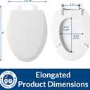 Bemis 1500EC 162 Wood Toilet Seat with Easy Clean & Change Hinges, Elongated, Silver