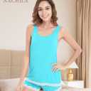 NACHILA Pajamas for Women-Viscose Made from Bamboo,Soft Tank Top Pj Sleeveless Pajama Shorts Set Cooling Sleepwear for Ladies (Blue, L)