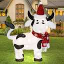 Christmas Lighted Outdoor Decorations:32" Cow,3D Lighted-up Christmas Cow Indoor Outdoor Display with LED Lights,Pre-lit Holiday Farm/Pasture/Home Yard Lawn Patio Garden Decoration