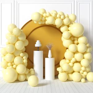 HOUSE OF PARTY Pastel Balloons - Yellow Balloon Garland Kit: 5/12/18 Inch Balloons for Graduation, Bridal Shower, Christmas, Birthday Decorations