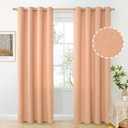 BGment Peach Linen Curtains 84 Inch Length for Living Room Window, Grommet Light Filtering Drapes Privacy Thick Coral Textured for Bedroom Farmhouse Country Decor, 2 Panels Set, Each 52 Inch Wide