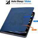 HFcoupe for M4 iPad Pro 13 inch Case 2024, Book Style iPad Pro 7th Generation Cover with Elastic Pencil Holder, Magnetic Closure, Auto Wake/Sleep Embossed Protective Folio for iPad pro 13", Navy