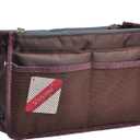 Vercord Updated Purse Handbag Organizer Insert Liner Bag in Bag Pockets Coffee Large