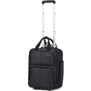 Hanke Softside Expandable Underseat Carry On Luggage for Airplanes,Travel Luggage Rolling Bag Personal Item Bag Small Suitcase,Black,16-Inch