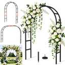 Fecita Thickened Rustproof Garden Arch Metal Trellis for Climbing Plants Outdoor, Wedding Arch Garden Arbor Frame Archway 4.9 x8.1 or 7.9 x6.7Ft Flower Arches for Bridal Party Decoration (Black)