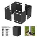 Adjustable Post Protector, 304 Stainless Steel Mailbox Post Protector, Post Sleeve Post Base Protectors for Wooden Mailbox, Deck Railing, Fences, Pergolas, Gazebos, Swing - 2 Pack, Black