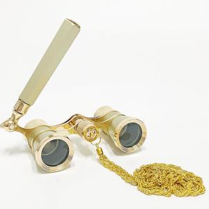 Binocular Telescope 3  25,Foldable Handle,Compact Lightweight with Chain,Opera Glasses with Handle for Women and Children (Gold)