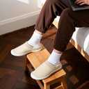 STQ Women's Slippers Indoor with Slip on Cozy House Shoes Non Slip Warm Loafers (6, Beige)