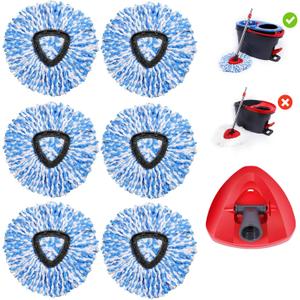 6 Pack Mop Replacement Heads Compatible with Oceda RinseClean 2-Tank System - Includes 1 Mop Base,6 Microfiber Mop Refills, Easy Cleaning Mop Head Replacement