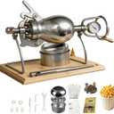 340ML Chinese Popcorn Machine, 304 Stainless Steel Popcorn Maker, High Pressure Hand Stick Pop Popcorn Popper for Movie Night Home Party Fun (Silver)