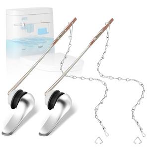 Yupjlia 2 Pack Toilet Handle Replacement Kit, Front Mount Toilet Flush Lever Replacement with Anti-Rust Metal Rod/Stainless Steel Flapper Chain, Tank Bowl Handle Trip Levers