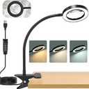10X Magnifying Glass with Light, Clip on Magnifier with 3 Color Modes and 10 Level Dimmable, Flexible Gooseneck Clamp Magnifying Lamp for Reading Craft Sewing Repair Close Work Beauty