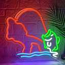 Fishing Neon Sign,Neon fish Sign,Neon Signs for Wall Decor,LED Light Up Man Cave Sign with Fish Rod Graphic,Cool Gifts for Fishermen,Bar,Cabin,Rustic Lake House,USB Powered Neon Light