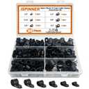 ISPINNER 180pcs Nylon Plastic R-Type Cable Clamps, 1/4" 5/16" 3/8" 1/2" 5/8" 3/4" Clips Fasteners Assortment Kit for Cable Conduit (Black)