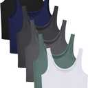 6 Pieces Women Basic Crop Tank Tops Sleeveless Sports Crop Top (Large, Mixed Colors)
