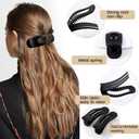 2 x 8 Pcs Large French Flat Hair Clip for Women Strong Hold Lay Flat Claw Clips for Thick Thin Hair Non Slip Rectangle Alligator Barrettes,Matte Black