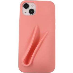 Soft Touch Silicone Lip Gloss Phone Case for iPhone 15 Plus / 14 Plus, Minimalist Matte Design, Shockproof & Anti-Fingerprint Cover (Coral Orange)