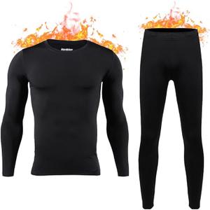 HEROBIKER Long Johns Thermal Underwear for Men Skiing Winter Warm Hunting Gear Fleece Lined Base Layer Set Top Bottom, Size: 3XL