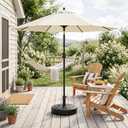 T&Jero Round Heavy Duty Plastic Patio Umbrella Base Stand Weight for Outdoor, 63 lb with Water and Sand Filled, Black