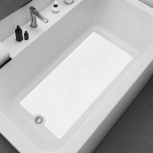 Peel and Stick Bathtub Mat - White Adhesive Vinyl Anti Slip with Drain Cut Out - Non Slip Shower Bath Mat - Extra Long Bathroom Accessory for Wet Area 16" X 40" - White