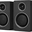Computer Speakers for Desktop PC, Active Bookshelf Speaker with 3" Carbon Fiber Woofer and Silk Film Tweeter, Supports Bluetooth 5.3, USB-C, AUX/RCA Input for Record Player TV - Black Stereo Set