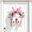 Easter Bunny Butt Wreath, Spring Door Decoration Kit, Colorful Ribbon and Floral Design, 18 x 15.9 Inches, Indoor Outdoor Welcome Sign (Classic)