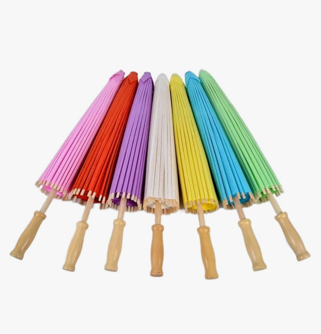 DIY Paper Umbrella, 6-Pack Paper Umbrellas for Decorations, Handmade Colorful Paper Umbrella, Photo Props Graffiti Props, Diameter 40cm, White