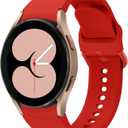 For Samsung Galaxy Watch 7 6 5 4 FE Band 40mm 44mm/Galaxy Watch 5 Pro Band 45mm/6 Classic 43mm 47mm/4 Classic 42mm 46mm,20mm No Gap Soft Silicone Bracelet Sport Strap Women Men (official Red)