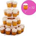 Jusalpha Large 4 Tier Cupcake Stand,Acrylic Round Cake Stand Dessert Tower Tea Party Serving Platter, Cupcake Tree Wedding Party Dcor, Stand with Rod Feet (4RF)