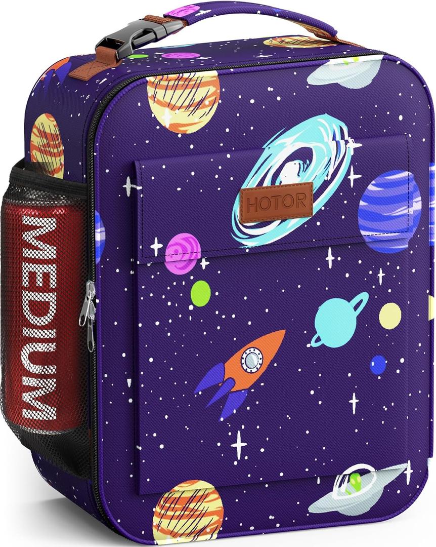 2 x HOTOR Lunch Bag for Men & Women - Large Capacity Insulated Lunch Bag with Mutiple Pockets, Wear-Resistant Cooler Lunch Box for Office, Picnic, Galaxy Purple, 7L, 9.06" x 4.33" x 10.63"