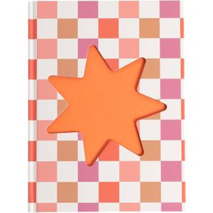Pearhead Pink & Orange Star Cutout Hardcover Graph Notebook, 6.25x8.25 Grid Journal for Bullet Journaling, Planning & School Notes, 200 Pages
