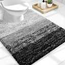 OLANLY Luxury Toilet Rugs U-Shaped 24x20, Extra Soft and Absorbent Microfiber Bathroom Rugs, Non-Slip Plush Shaggy Bath Mat, Machine Wash Dry, Contour Bathroom Mats for Toilet Base, Black