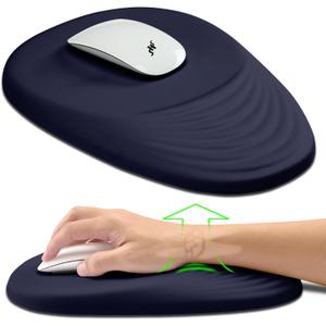 Hokafenle Ergonomic Mouse Pad Wrist Support, Terraced Slope Carpal Tunnel Wrist Pad for Mouse with Unibody Memory Foam, Wrist Rest Pain Relief Mousepad (Dark Blue, 11.8x7.9 in)