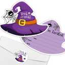 REWIDPARTY 15 Sets Halloween Invitations with Envelopes Stickers, Witch Hat Shaped Fill-in Invitation Cards, Trick or Treat Party Invites, Funny Halloween Birthday Party Supplies for Family Friend