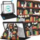 Kidcube for Kindle Paperwhite 11th Generation Case 6.8 Inch 2021/Paperwhite Signature Edition Case Women Girls Kids Boys Cute Cat Library Design Rotating Stand Cartoon Folio Cover with Auto Wake/Sleep