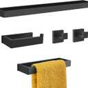 Black Towel Bar Set, 5-Pieces Bathroom Hardware Set,23.6 Inch Towel Rack Set Stainless Steel Towel Holder Set Wall-Mounted Bathroom Accessories