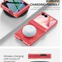 Vizvera for Samsung Galaxy Z Flip 7 Case with Hinge Protection, Built-in Screen Protector Shockproof All-Inclusive Phone Cover for Z Flip 7-Coral Red