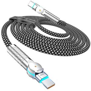 USB C to USB C Cable 6.6ft 240W, 180°Rotating USB C Cable Braided Type C Charger Cable Fast Charge for iPhone 16/16Pro/16Plus/16ProMax,MacBook Air,iPad Pro,Pixel,Samsung Galaxy S23/S24 Ultra-Black