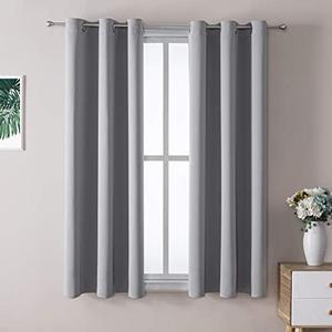 Amazon.com: ChrisDowa Grommet Blackout Curtains for Bedroom and Living Room - 2 Panels Set Thermal Insulated Room Darkening Curtains (Light Grey, 42W x 63L) : Home & Kitchen