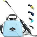 2025 Upgraded Electric Garden Sprayer | 5L/1.35Gal Battery-Powered Sprayer w/ 3 Nozzles, Leak-Proof Design & Adjustable Strap | Type-C Rechargeable for Lawn, Garden, Yard (Light Blue)