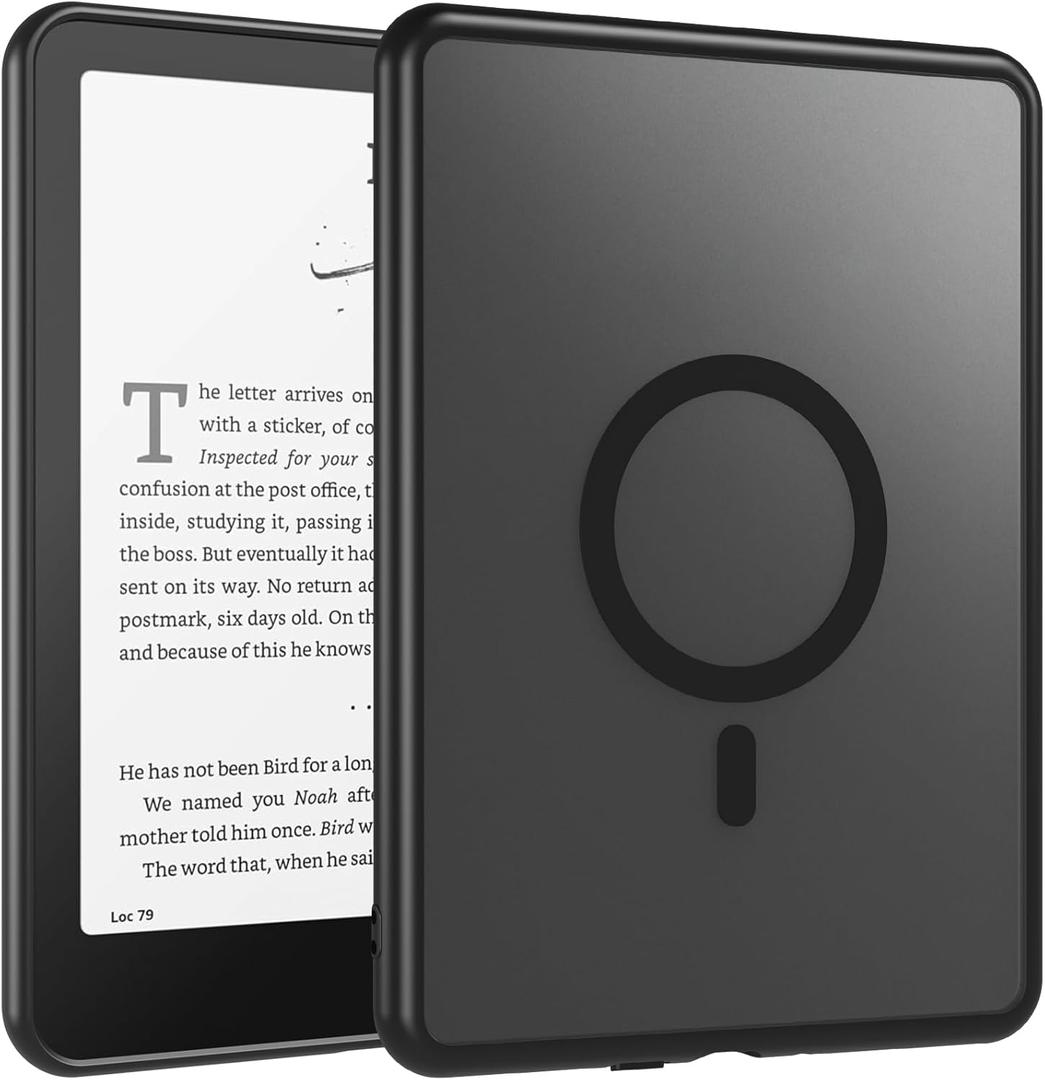 OWKEY Magnetic Case for 7" Kindle Paperwhite 12th Gen 2024 and Kindle Colorsoft - with AirBag Compatible with iPhone MagSafe, Black